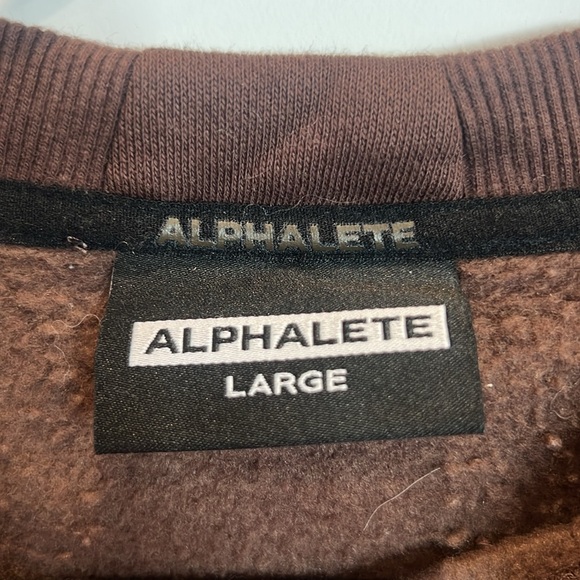 ALPHALETE Men's Classic Crew Sweatshirt Size L In Fudge Brown - Picture 3 of 4